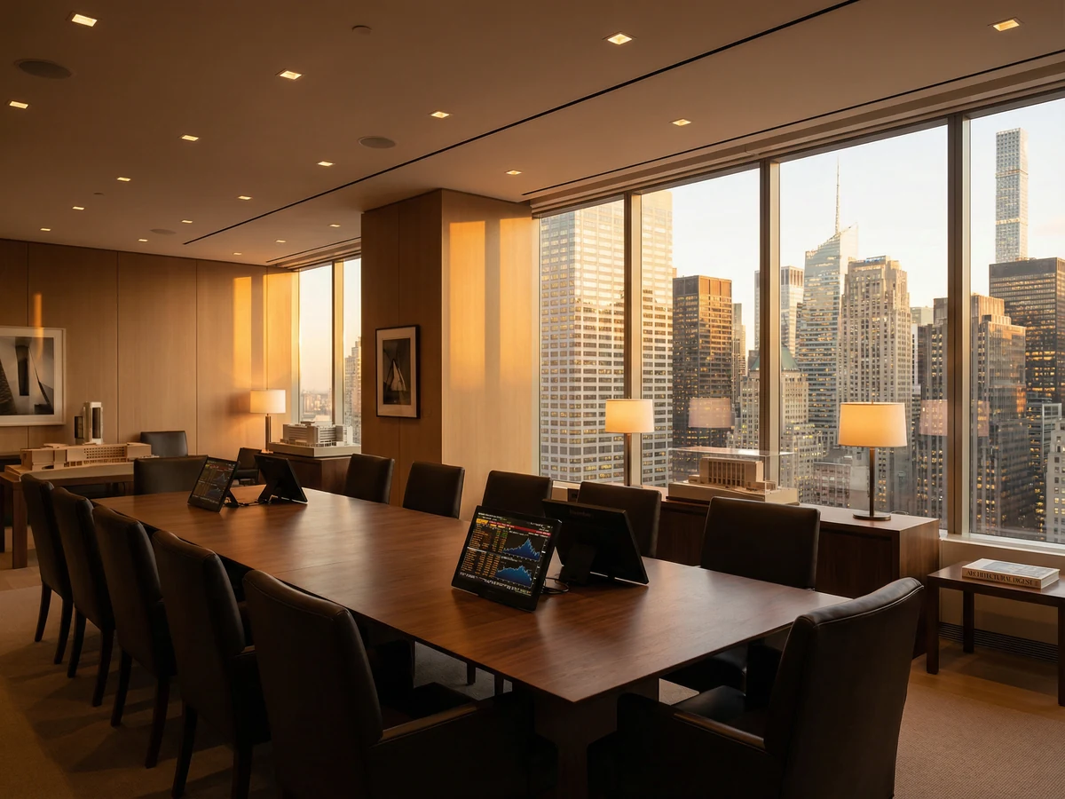 Marathon Capital Partners II boardroom with Manhattan skyline view